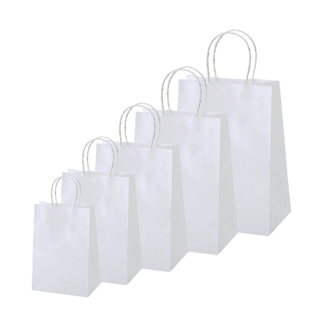 White Paper Bags With Handles 90GSM Paper Bag Gift - Etsy UK