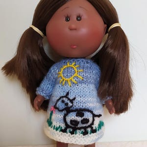 Embroidered Dress for Doll  Mini Mia Nines d'Onil,  Doll Outfit Mia 23 cm, Clothing for 9-inch doll,  Mini Mia Clothes, Flower Dress