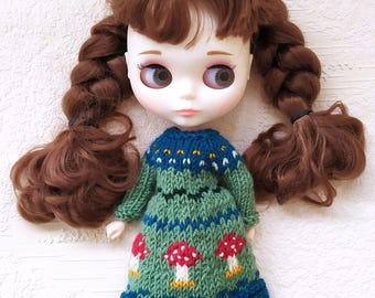Colorful Mushroom Dress for Doll Blythe, Fly agaric Dress, 3 Colors Embroidery Dress, Blythe Dress, Blythe Clothes