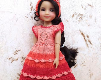 Outfit for Ruby Red doll: Dress & 3D Flower Headband for RRFF, Red Set for Ruby Red Fashion Friends; Handmade Clothes for 14-inch/ 37cm doll