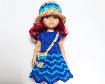 3 items set: Dress Hat Bag for Doll Paola Reina, Colorful Doll Outfit, 13-inch doll clothes, Paola Reina, Ruby Red Siblies, Little Darling