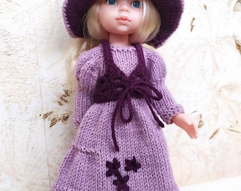 Violet Outfit for Paola Reina Doll 32cm 13inch, Dress, Crochet Vest Flower Hat, Clothes Set Ruby Red Siblies, Little Darling, Eva Berjuan