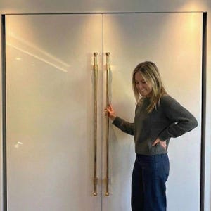 Backordered Unlacquered Brass Appliance Pull Handle, Refrigerator Door Hardware (Set of 2 )