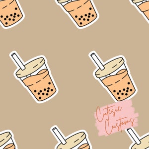 Boba Bubble Tea Pattern, Digital Seamless Design, Fabric Prints, Custom Fabric Design, Seamless File, Retro Cute Fabric, Floral Pattern