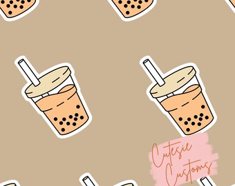 Boba Bubble Tea Pattern, Digital Seamless Design, Fabric Prints, Custom Fabric Design, Seamless File, Retro Cute Fabric, Floral Pattern