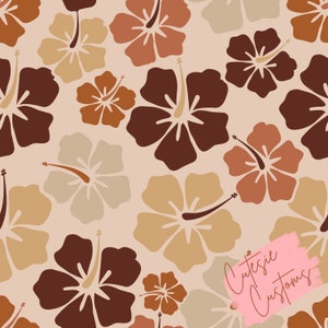 Tropical Flora Hibiscus Pattern, Digital Seamless Design, Custom Fabric Design, Seamless File, Retro Cute Fabric, Floral Pattern