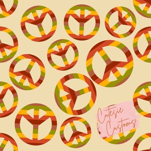 Peace Sign Pattern, Digital Seamless Design, Fabric Prints, Custom Fabric Design, Seamless File, Retro Cute Fabric, Smiley Pattern