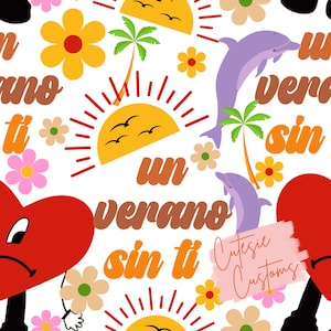 White BB Un Verano Sin Ti Pattern, Custom Fabric Design, Seamless File
