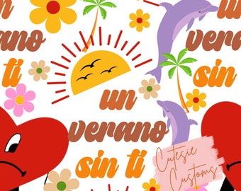 White BB Un Verano Sin Ti Pattern, Custom Fabric Design, Seamless File