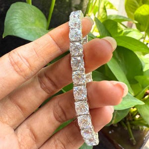 9,50 kt rond geslepen moissaniet diamanten armband, diamanten tennisarmband voor vrouwen, handgemaakte diamanten armband, cadeau voor moeder/vrouw