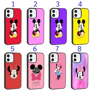 Cool Phone Case Fits iPhone 6 7 8 SE X XR 11 12 13 14 15 16 16E Plus Pro Max Models Silicone Cover - Mickey & Minnie Mouse Disney Colors