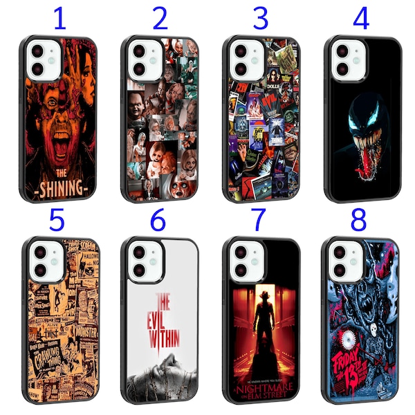 Cool Phone Case Fits iPhone 6 7 8 SE X XR 11 12 13 14 15 Mini Plus Pro Max Plus Models Silicone Cover - Horror Movies Halloween Scary