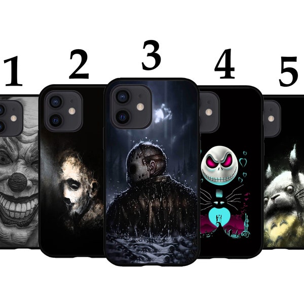 Cool Phone Case Fits iPhone 6 7 8 SE X XR 11 12 13 14 15 Mini Pro Max Plus Models Protective Cover - Halloween Horror Clown Jason Thriller