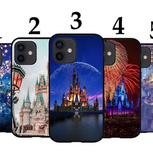 Cool Phone Case Fits iPhone 6 7 8 SE X XR 11 12 13 14 15 16 16E Mini Pro Max Plus Models Silicone Cover - Disney Castles