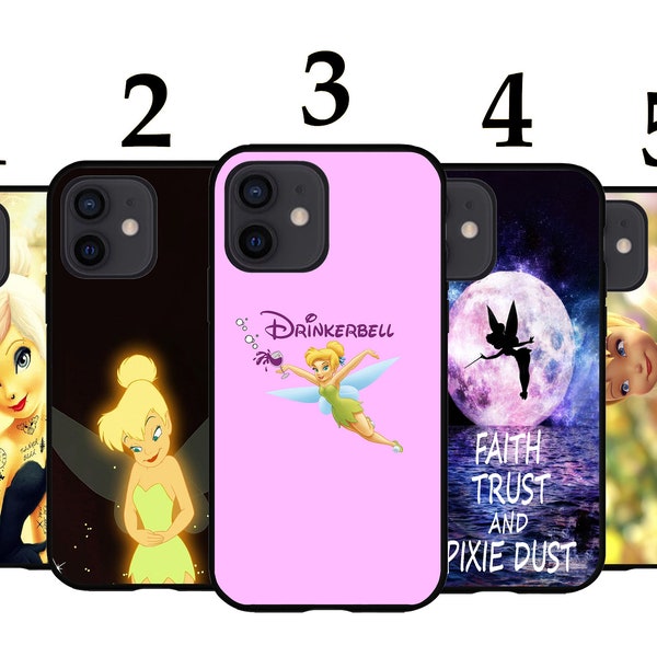 Cool Phone Case Fits iPhone 6 7 8 SE X XR 11 12 13 14 15 Mini Pro Max Plus Models Protective Cover - Tinkerbell Fairy Goth Faith Trust