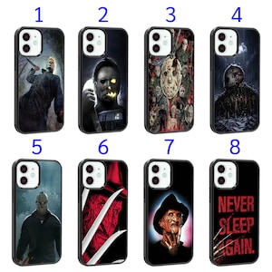 Cool Phone Case Fits iPhone 7 8 SE X XR 11 12 13 14 15 16 16E Plus Pro Max Models Silicone Cover - Halloween Freddy Jason Horror Killer