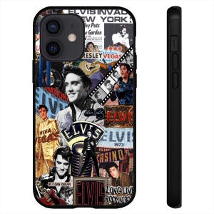 Funda de silicona con diseño de Elvis Presley y collage de periódicos para iPhone 7, 8, SE, X, XR, 11, 12, 13, 14, 15, 16, 16E, Pro Max Plus y Mini.