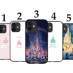Cool Phone Case Fits iPhone 6 7 8 SE X XR 11 12 13 14 15 16 16E Plus Mini Pro Max Models Silicone Cover - Disney Castle 50th Anniversary