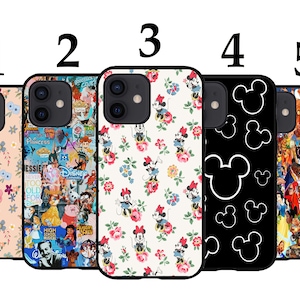 Cool Phone Case Fits iPhone 6 7 8 SE X XR 11 12 13 14 15 16 16E Mini Pro Max Plus Models Silicone Cover - Disney Patterns Minnie Mickey