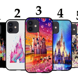 Cool Phone Case Fits iPhone 6 7 8 SE X XR 11 12 13 14 15 16 16E Mini Pro Max Plus Models Silicone Cover - Fairytale Disney Castles