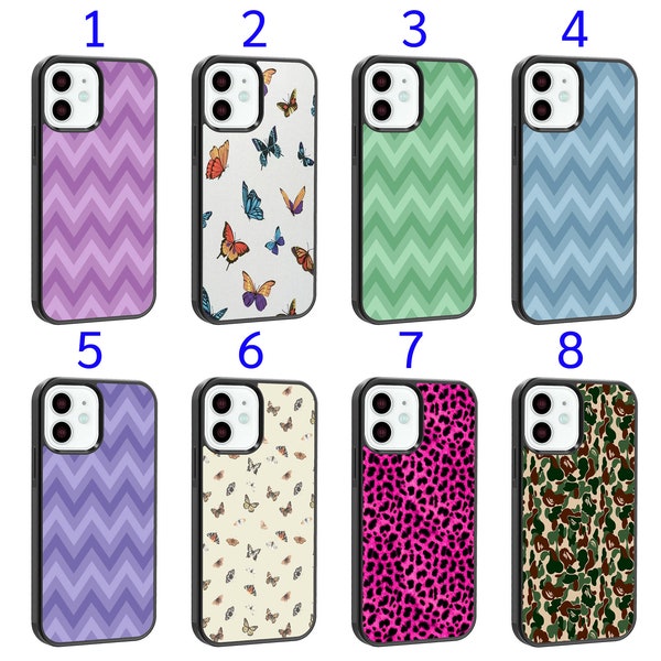 Cool Phone Case Fits iPhone 6 7 8 SE X XR 11 12 13 14 15 Mini Plus Pro Max Plus Models Silicone Cover - Patterns Leopard Chevron Butterfly