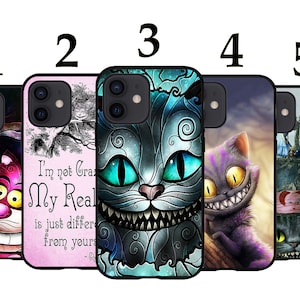 Funda de silicona para iPhone 6, 7, 8, SE, X, XR, 11, 12, 13, 14, 15, 16, 16E, Mini Pro Max Plus - Gato de Cheshire Alicia en el país de las maravillas