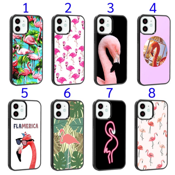 Cool Phone Case Fits iPhone 6 7 8 SE X XR 11 12 13 14 15 Mini Plus Pro Max Plus Models Silicone Cover - Tropical Flamingo Pink Bird Patterns