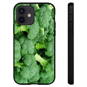 Funda de silicona con diseño de brócoli para iPhone 7, 8, SE, X, XR, 11, 12, 13, 14, 15, 16, 16E, Pro Max Plus, Mini. Comida vegetariana, vegana y saludable.