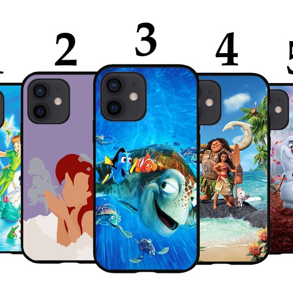 Cool Phone Case Fits iPhone 6 7 8 SE X XR 11 12 13 14 15 Mini Pro Max Plus Models Protective Cases - Disney Ariel Mermaid Nemo Moana Olaf