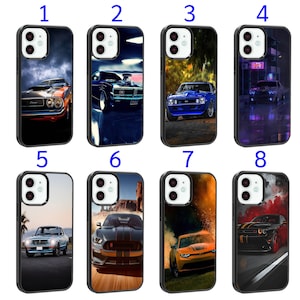 Cool Phone Case Fits iPhone 7 8 SE X XR 11 12 13 14 15 16 16E Mini Plus Pro Max Plus Models Silicone Cover - Hotrod Fast American Muscle Car