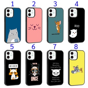 Cool Phone Case Fits iPhone 6 7 8 SE X XR 11 12 13 14 15 16 16E Plus Pro Max Plus Models Silicone Cover - Funny Cats Cute Angry Smiling
