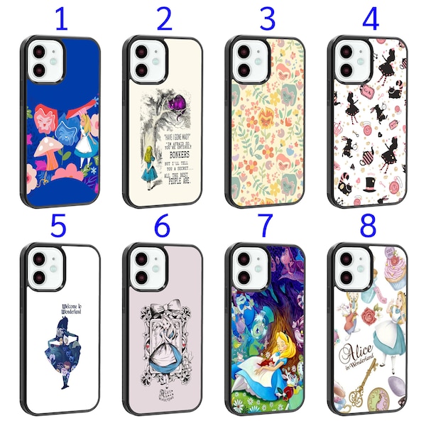 Cool Phone Case Fits iPhone 6 7 8 SE X XR 11 12 13 14 15 Mini Plus Pro Max Plus Models Silicone Cover - Alice in Wonderland Patterns