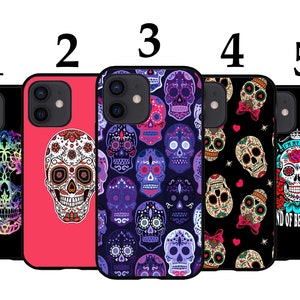 Cool Phone Case Fits iPhone 6 7 8 SE X XR 11 12 13 14 15 16 Mini Pro Max Plus Models Silicone Cover - Skulls
