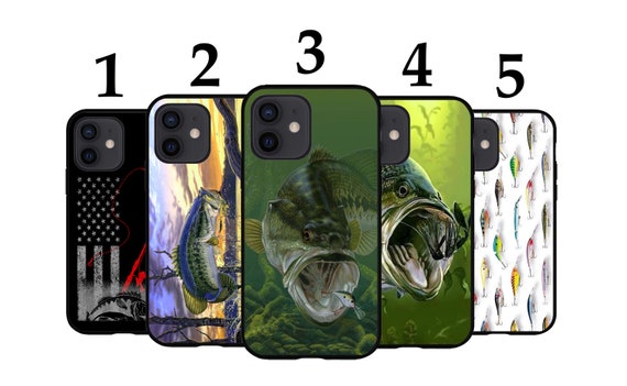 Cool Phone Case Fits iPhone 6 7 8 SE X XR 11 12 13 14 15 Mini Pro Max Plus  Models Protective Cover Bass Fishing Hunting USA Lure 