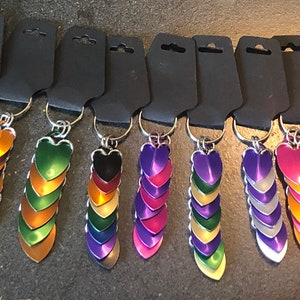 Llavero a escala de dragón / Llavero de correo a escala / Llavero a escala de dragón personalizable / Llavero de correo a escala de aluminio / Llavero hecho a mano
