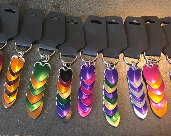 Handmade Anodized Aluminum Dragon Scale Keychain