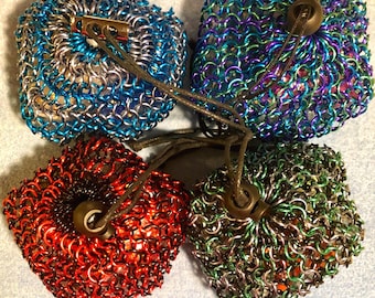 Handmade Aluminum Chainmail Dice Bag: Customizable RPG Storage