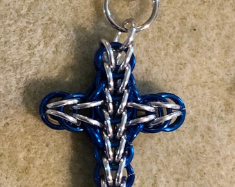 Handmade Aluminum Chainmail Cross Pendant - Customizable