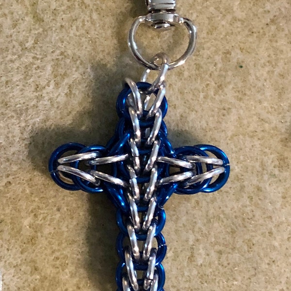 Cross Pendant | Chain Mail Cross Pendant | Handmade Chainmail Pendant | Customizable Aluminum Chainmail Cross Pendant | Custom Cross Pendant