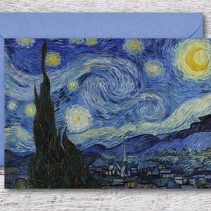 Nuit étoilée de Van Gogh, carte de vœux imprimable de la célèbre peinture à l'huile de Van Gogh du ciel nocturne, impression d'art vintage préférée pour cadre de 12,7 x 17,8 cm