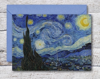Sternenklare Nacht von Van Gogh, druckbare Grußkarte des berühmten Van Gogh-Ölgemäldes von Nachthimmel, Lieblingsweinlese-Kunstdruck, passend für einen 5 "x 7" -Rahmen