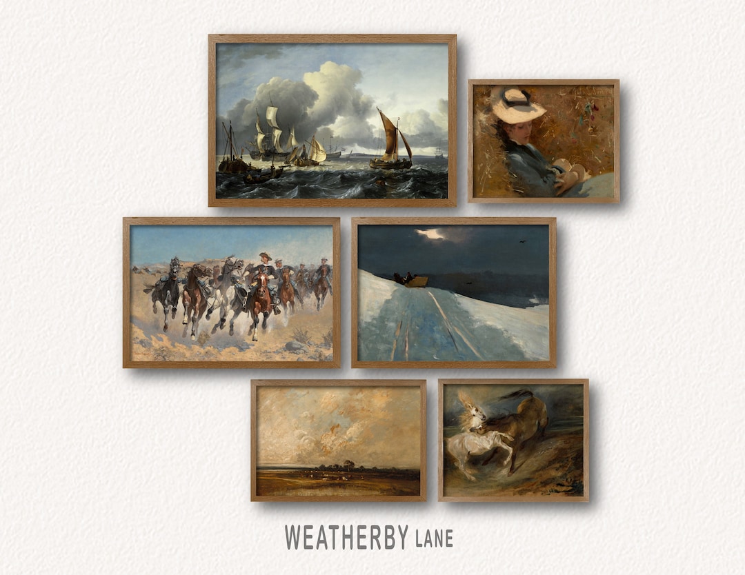 Gallery Wall Art Set of 6, PRINTABLE Vintage Art Prints of Famous ...