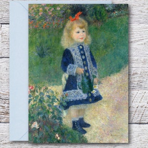 Girl with a Watering Can by Renoir, Printable Fine Art Card of Famous Oil Painting, Blank Card of Masterpiece Painting, Vintage Art Print