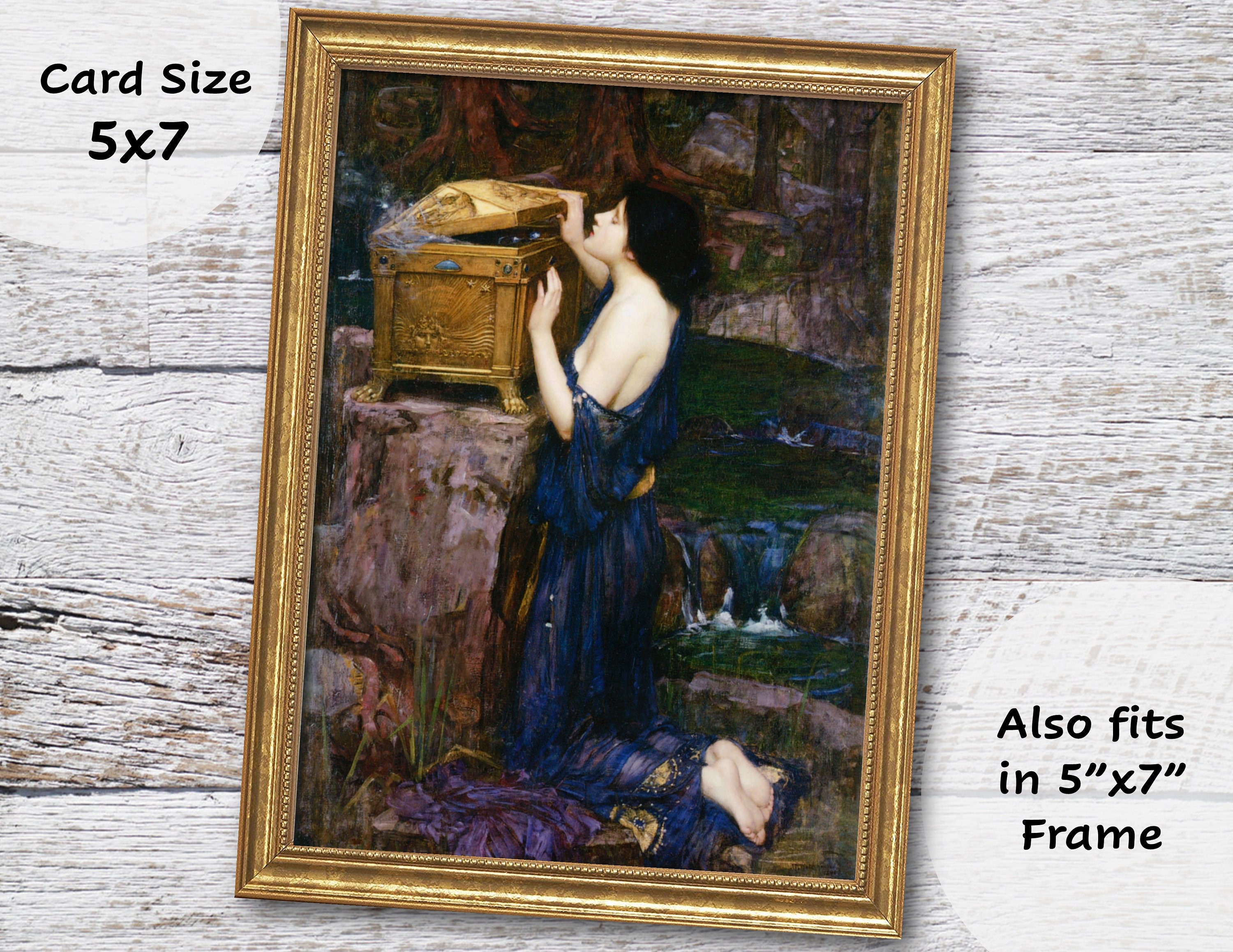 Pandora by Waterhouse, Printable Fine Art Card of Famous Oil Painting ...
