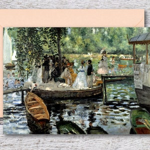 La Grenpouillere by Renoir, Printable Fine Art Card of Famous Oil Painting, Blank Card of Masterpiece Painting, Vintage Art Print