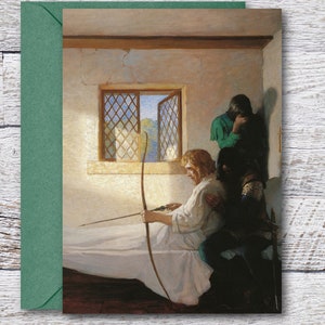 Passing of Robin Hood by N.C. Wyeth, Printable Greeting Card of Famous Wyeth Painting of Book Illustration, Vintage Art Print fits 5x7 Frame