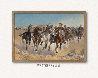 Dismounted by Remington, Printable Wall Art of Famous Remington Painting of Horses, Remington Art Print, Instant Download Vintage Wall Décor