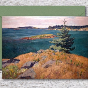 Îles Georges par N.C. Wyeth, carte de vœux imprimable de la célèbre peinture Wyeth de Penobscot Bay dans le Maine, impression d&#39;art Wyeth pour cadre 5&quot;x7&quot;