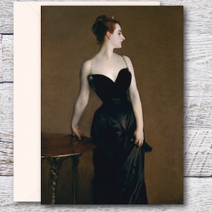 Madame X by John Sargent, Printable Blank Greeting Card of Famous Scandalous Portrait Painting of Woman, Vintage Art Print fits 5&quot;x7&quot; Frame