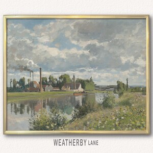 River Oise by Pissarro, Printable Wall Art of Famous Pissarro Painting of French Countryside, Instant Download Art Print, Vintage Wall Décor